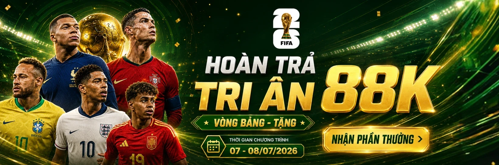 TIP88 Tiếp Sức Vòng Loại Trực Tiếp World Cup - Hoàn Trả Tri Ân 88K