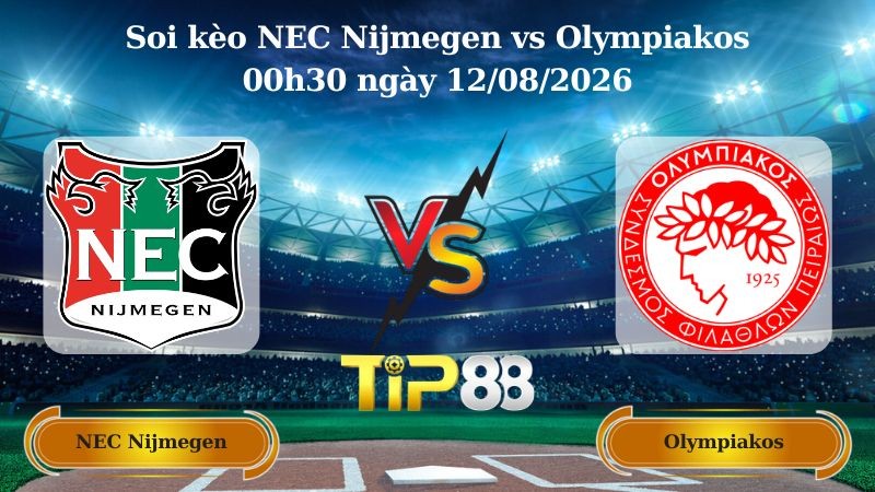TIP88 Nhận định soi kèo NEC Nijmegen vs Olympiakos 00h30 ngày 12/08/2026 - Vòng loại Champions League